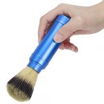 HAOHIZE Blaireaux de Rasage pour Hommes, Blaireau de Rasage Portable avec Manche Bleu en Aluminium Brosse de Coiffeur Brosse à Barbe Voyage Nettoyage du Visage Moussant Crème à (Suntair, neuf)