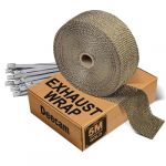 Ruban Isolant Thermique Titane,Bande Thermique Echappement en Fibre de Basalte 5M*50MM avec 10 Attaches de Câble en Acier Inoxydable,Deecam Utilisé pour Collecteur D'échappement de Moto (LS Direct EU, neuf)