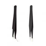 Lot de 2 pinces à épiler droites incurvées en acier inoxydable pour extensions de cils autocollants à ongles strass sélecteurs de cils acrylique gel ongles bricolage art (liuhangchengdianpu, neuf)