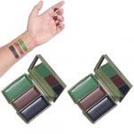 IZIHQA 2 Pièce Grimage Militaire, Camouflage Militaire, Kit De Maquillage Camouflage Avec Miroir, Pour Survie Militaire/De L’Armée (Noir, Brun, Vert B) (Velastria OU, neuf)