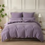 SOULFUL Housse de Couette 200x200 Gaze de Coton, Violet Ensembles de Housse de Couette avec Fermeture Éclair, Certifié Oeko-TEX, Parure de Lit Adulte 200x200 cm avec 2 Taie d'oreiller 65x65 cm (YOUBEN DRIECT, neuf)