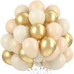 Lot de 60 ballons beiges, dorés, abricots, métallisés sable, blanc crème, pour anniversaire, fête prénatale, mariage, décoration (shuokang, neuf)