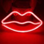 Colording Lip Neon Light Lip lumière Inscrivez-Applique Chambre Décor batterie/USB Exploité LED Neon Lights lèvres néon Lampes signes de lumière pour Bar Chambre pour enfants de soir-rouge Lèvres (Bipily FR, neuf)
