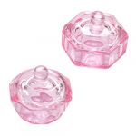 LIFKOME Gobelet en Verre &agrave; Liquide pour Ongles Lot de 2 avec Couvercle Rose Cristal pour Manucure Compact pour Nail Art (hdybs, neuf)