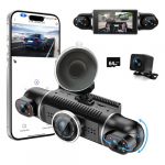 360° Dashcam Voiture Avant arrière 2K+1080P -4 canaux Caméra Embarquée Voiture avec Carte SD 64G,3" écran IPS, Grand Angle 4×140°, WDR, G-Sensor, Enregistrement en Boucle, App, Mode Parking 24/7 (CARTSDOII Store, neuf)