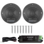 STUDIOFINIX Syst&egrave;me de Haut-parleurs coaxiaux Bluetooth de 7,6 cm - &Eacute;tanche et r&eacute;sistant aux intemp&eacute;ries - Syst&egrave;me de Haut-parleurs st&eacute;r&eacute;o Marine pour Voiture, Van, Camion, Tracteur, Caravane (Gris) (HNGM-EU, neuf)