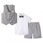 LOLANTA Costume d'été pour garçons, Ensemble Gilet croisé, Tenue de cérémonie pour Enfants, Gris, 10-11 Ans, 150 (LOLANTA, neuf)