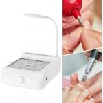 Collecteur de poussière d'ongles professionnel avec source de lumière LED, aspiration de poussière pour ongles, puissance du ventilateur de 40 W, pour nail art, salon de beauté, blanc (WLKTAO, neuf)