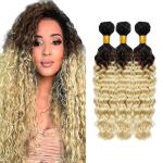 Creuost Deep Wave Human Hair Bundles 1b/4/613 Ombre Brown Blonde Hair Extensions Cheveux Humains TisséS For Women 100% Unprocessed Brazilian Virgin Hair 3 Bundles 14 16 18 Inch (Falreuke, neuf)