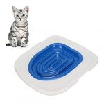 ciciglow Kit D'entraînement aux Toilettes pour Chat, Système D'entraînement aux Toilettes pour Chat, Bac à Litière pour Chat, Entraîneur de litière pour Chat (Plateau Blanc, 1 Support Intérieur Bleu) (Sharainny, neuf)