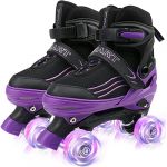 Patins à roulettes pour Filles et garçons, réglables avec Roues Lumineuses, éclairage Amusant pour garçons et Filles, Patins à roulettes pour Enfants (Noir Violet, Taille M) (G MGYOLED, neuf)