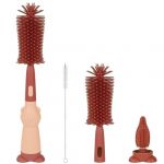 Vicloon Goupillon Bébé en Silicone, 3 en 1 Nettoyage Biberon Brosse,Goupillon Biberon et Tétine pour Toutes Les Tailles de Biberons,sans BPA Durable et sans Rayures (Rouge) (HANSBUY, neuf)