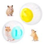 2 Pcs Boule pour Hamster, Balle d'exercice pour Hamster, 14,5cm, Transparent Roues D'exercices pour Petits Animaux, Plastique Roue Hamster, Ballon de Course pour Gerbille, Cochon d'Inde (Bleu Jaune) (orienrace, neuf)