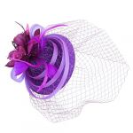 LALADEFIEE chapeau de thé casquettes chapeau fascinateur femme coiffes de thé agrafe hair charms hair toppers Couvre-chefs de banquet bandeau fascinateur femme plume artificielle Violet,mauve (Yowanr, neuf)