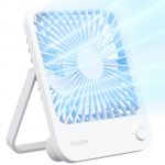 JISULIFE Mini Ventilateur Portable, Petit Ventilateur Pliable à 180°, Ventilateur Silencieux Réglable à 4 Vitesses, Convient pour la Maison/Bureau/Voyage- Blanc (JISULIFE-EU, neuf)