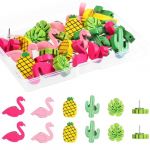 MWUMRCM 30Pcs Punaises Tableau Liège, Punaise en bois Flamingo Cactus pour Tableau en liège punaises décoratives épingles à tête pour Calendrier, Tableaux d'affichage, Mur de Photos DIY (WU ZHISHUN DE DIAN, neuf)
