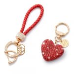 CHUQING Porte-clés de voiture en forme de cœur avec strass scintillants, porte-clés en strass pour femme, rouge, taille unique (CHUQING-FR, neuf)
