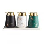 CRILSTYLEO 1pièce Bouteille De Lotion Céramique Marbrée Noire Flacon à Pousser Pratique Bouteille à Multi-usages Pour Voyage Et Décoration Facile à Remplir Nettoyer (Yolena, neuf)