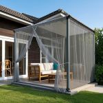BTTO Rideaux d'extérieur, Lot de 2 Rideau Voilage Moustiquaire Exterieur Lumière Filtrer Transparent avec Bricolage Réglable pour Patio, Jardin, Gazebo, Gris, L160 X H213 cm (Lingyishangmao, neuf)