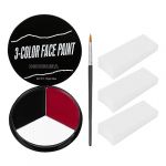 BOBISUKA Peinture Visage Noir Blanc Rouge+3 Èponges+1 Pinceau, Peinture Corporelle pour Halloween, Carnaval, Théâtral, Zombie, Maquillage Effets Spéciaux (BOBISUKA, neuf)