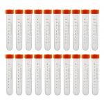 Orange Tubes &agrave; Essai Gradu&eacute;s 10ml Cryotubes En Plastique Tubes Fond Arrondi, Tube de Fiole Congel&eacute; en Plastique avec Bouchon &agrave; Vis, Flacon Transparent, HUAZIZ Tubes &agrave; essai en plastique 20 Pi&egrave;ces (HUAYUE-EU, neuf)
