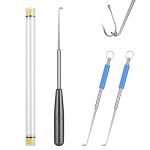 Vicloon Acier Inoxydable Remover Poisson Crochet, 3Pcs Dégorgeoir de Peche, Dégorgeoir De Hamecon Peche avec Tube de Stockage, Extracteur Hameçon Fish Hook Remover Kit (Gris) (BEST-SELLER5, neuf)