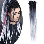 24" Crochet Braid Pour Tresses Meche Tresse Africaine Couleur Rajout Cheveux Synthetique Faux Locks [10 Mèches] - Noir & Gris & Blanc (Shiny Collection-88, neuf)