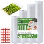 Omtofo Sac sous Vide Alimentaire, 15/20/25/28x300cm 4 Rouleaux Film Sous Vide Alimentaire, Approuvé par la FDA, LFGB, Rouleau Sous Vide Alimentaire, Sac Congelation Sous Vide, Sans BPA (BERSANI GIU S.R.L., neuf)