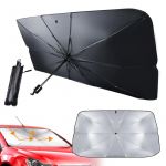JOZMMZEOOA Pare-Soleil Pare-Brise de Voiture,65x125CM Pare Soleil Voiture Pare Brise Avant Parapluie Pare-Soleils Voiture UV Pliable Protection Avant Parapluies,pour Plupart des Voitures,SUV,Camions (BINHENGEU, neuf)
