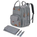 Qualyphant Sac à dos à langer extra large pour deux enfants, sac à langer extensible de 35 l pour maman, fille, garçon, papa, tout-petit, grand sac à langer de voyage 21 poches (4 isolés) avec matelas (AMES SUPLIER, neuf)