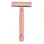 LUCKDANO Outil de Rasage Double Face &agrave; Long Manche en M&eacute;tal de qualit&eacute; Sup&eacute;rieure, s&eacute;curit&eacute; Vintage avec Support de Recharge, Brosse de Nettoyage pour Hommes, Voyage &agrave; Domicile, (Or Rose) (Ladrim, neuf)