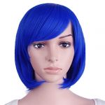 MapofBeauty 12 Pouce/30cm Simple Souple Court Droit Diagonal Frange Perruque (Marine Bleu) (MapofBeauty EU, neuf)