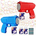 2 Pistolet à Bulles Automatique,Machine à Bulles pour Enfants,Jouet de tir à Bulles d'été,Machine à Bulles Savon pour Enfants 3 Ans+ - Cadeau Mariage/Fête/Anniversaire,Jouet Extérieur (ZIKAI, neuf)