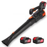 Souffleur de Feuilles sans Fil: 21V souffleur à Feuilles avec Batterie 4,0Ah*2, 192km/h, 2 Sections de Buses, 3 Vitesse Variable, pour Le Jardin，Dépoussiérer et Soufflage de la Neige (NETNOOK S.R.L., neuf)