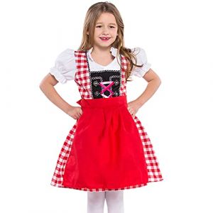 Générique Tenue de Serveuse Bavaroise pour Enfant, Costume Fille Bavaroise Costume Traditionnel pour Oktoberfest Oktoberfest De Serveuse Allemande Vetement Dirndl Robe DéGuisement Medieval | (CQkejiGS, neuf)