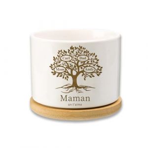 Pot de Fleurs en Céramique Arbre de Vie Personnalisé, Mini pot de Fleurs Cadeau Unique pour Pâques Noël pour Maman, Pot de Plantes Succulentes, Pot de Fleurs en Céramique Intérieure et Extérieure (NiCheng US, neuf)