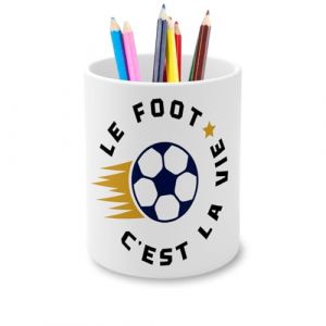Fabulous Pot &agrave; Crayon en C&eacute;ramique - Le Foot c'est la Vie Sport Football Ballon Equipe - 325 ml (FabulousBOUTIK, neuf)