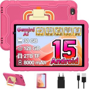 Android 15 Tablette 10 Pouces, 30Go RAM+128Go ROM(TF 2To), Octa-Core, Gemini Al Tablette Tactile, 8000mAh, Widevine L1, Contr&ocirc;le Parental, EVA &Eacute;tui de Protection Antichoc, 360&deg; Rotatif Support(Rose) (Moln&aacute;r Store Kft, neuf)