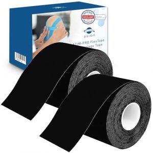 Set de 2 bandes de kinésiologie pour strap couleur noir axion | Ruban adhésif résistant à l'eau | Optimal pour le sport | 2 rouleaux de 5 m (axion France, neuf)