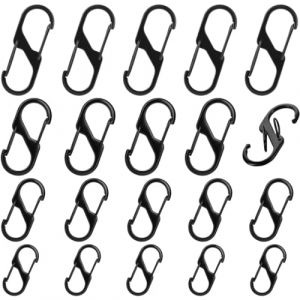 20 Pièces Mousqueton en Forme S, 40 mm/50mm Mousqueton Porte clé, Porte Clef Mousqueton, S Forme Mousqueton Clips, Mini Mousqueton, pour Camping, Pêche, Voyage, Randonnée (KAOPAN SARL, neuf)