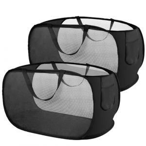 2 Pi&egrave;ces Panier &agrave; Linge Pliable,75L Paniere a Linge Sale,Paniers &agrave; Linge Pliables pour Buanderie,Salle de Bain,Chambre &agrave; Coucher,Chambre d'enfant,Voyage (Noir + Noir) (Xwanwan Trading, neuf)