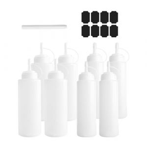 midgreyeye 8 Pcs Pipette Cuisine 4 Pcs 250ml/8oz et 4 Pcs 360ml/12oz Contenance Totale 2440 ml/80oz Bouteille Sauce,Recipient Sauce, Bouteille Vinaigrette,Squeeze Bottle, Flacon Plastique (midgreyeye-fr, neuf)