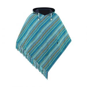 virblatt - Poncho Femme Mexicain &agrave; Capuche | 100% Coton | R&eacute;versible | Hippie Polaire | V&ecirc;tement Hippie - Abajo Green S-M (virblatt, neuf)