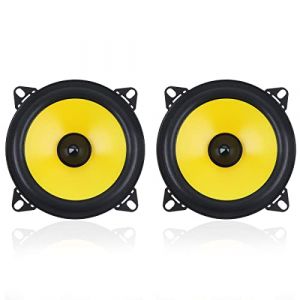 ePathChina&reg; Lot de 2 haut-parleurs st&eacute;r&eacute;o de voiture &agrave; 2 voies 10 cm 60 W, Coaxial, Jaune/Noir, &Eacute;tanche, 4 Ohms, 12 V / 24 V, 88 dB, 80-20 kHz, Sporty, Enceintes pour voiture (ePath Direct, neuf)