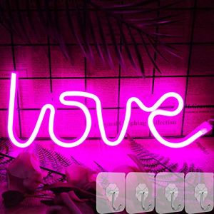 YIVIYAR LED Love Enseigne au N&eacute;on N&eacute;on Lumi&egrave;re pour mur D&eacute;cor, USB ou Batterie LED Rose N&eacute;on Lumi&egrave;res Art Mur D&eacute;coratif N&eacute;on Signe pour B&eacute;b&eacute; Chambre D&eacute;coration Murale pour F&ecirc;te(Love) (PHILVIEU, neuf)