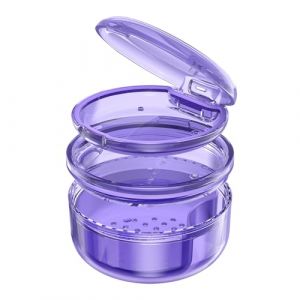 Bo&icirc;te 2-En-1 Pour Appareil Dentaire & Bain De Trempage | Port, Rangement Et Trempage | En Mat&eacute;riau PC | Pour Appareils, Goutti&egrave;res, Prot&egrave;ge-Dents Et Dentiers &ndash; Rangement Et Nettoyage (Violet) (Joinice Direct FR, neuf)