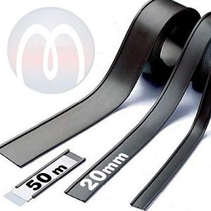 Porte-étiquette magnétique Profilé en C - Largeur 20 mm - Rouleau de 50 mètres - C-Profilé magnétique en caoutchouc aimanté avec papier et PVC transparent - Bande d'étiquettes magnétique en rouleau (Aimants Magnosphere, neuf)