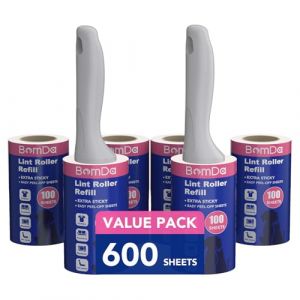 BomDa Rouleau Adhesif Vetement &ndash; 600 Feuilles de Recharge Rouleau et 2 Poign&eacute;es - Rouleau Poils Animaux- Brosse Adhesive Vetement- Brosse Collante Rouleau (2 Rouleaux + 600 Feuilles) (BomDa Pet, neuf)
