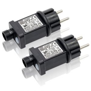 Sporgo - Bloc d'alimentation LED 31 V, 6 W, 2 transformateurs LED basse tension, 8 modes d'&eacute;clairage avec fonction minuteur, adaptateur IP44, transformateur, guirlande lumineuse LED, prise (BAOBAOBAOB, neuf)