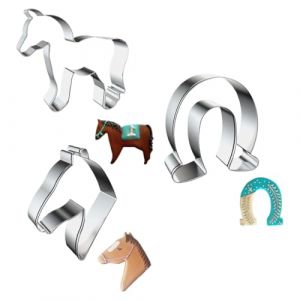 Lot de 3 Emporte-pi&egrave;ces Cheval, Emporte Piece Patisserie, pour D&eacute;coration de Fondant Biscuit Cookie P&acirc;tisserie G&acirc;teau (LMINGMING, neuf)